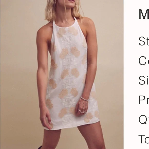 NWOT Free People halter white mini dress size 10